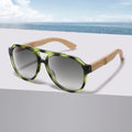 CONCHEN Hot Selling New Design  Uv400 Sunglasses Classic Double Bridge Shades  Bamboo Temple Sun Glasses Unisex