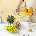 Kitchen Snack Appetizer Dessert Storage Tray Home Decorative Candy Plate Bar Corrugated Transparent Gold Rim Glass Fruit Bowl