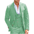 Fashion Sage Green Men Tuxedo Suits 3 Piece Regular Fit Double Breasted Blazer+Vest+Pants Casual Party Prom Suits