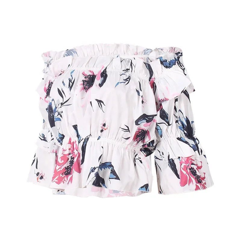 Women's Casual Floral Chiffon 3/4 Sleeve Blouse  Straight Neckless Design Summer Spring Vacations ODM Supply