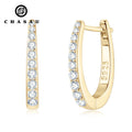 Factory Wholesale Moissanite Huggie Earrings 925 Sterling Silver Diamond Stud Earrings D Shape White Black Hoop Clip Earrings