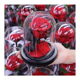 Everlasting Rose Flower Gift Hand Made Forever Red Rose Real Eternal Preserved Rose in Glass Dome