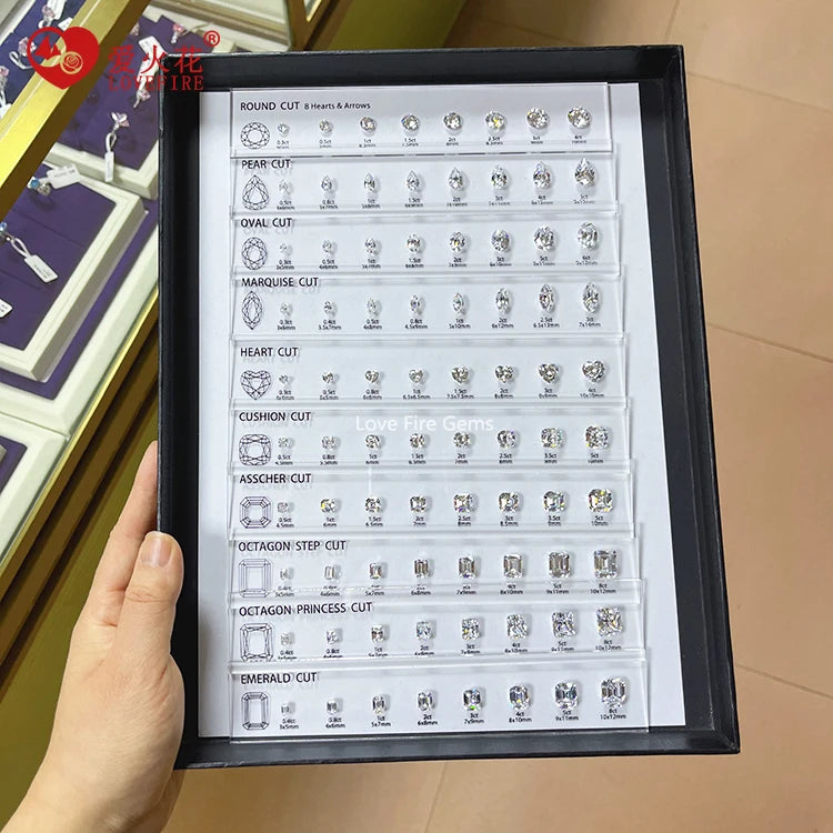 Hot Sale Jewelry Design Regular Shape Cutting Carat Weight Cz Gemstone Size Chart Diamond Gemstone Master Set