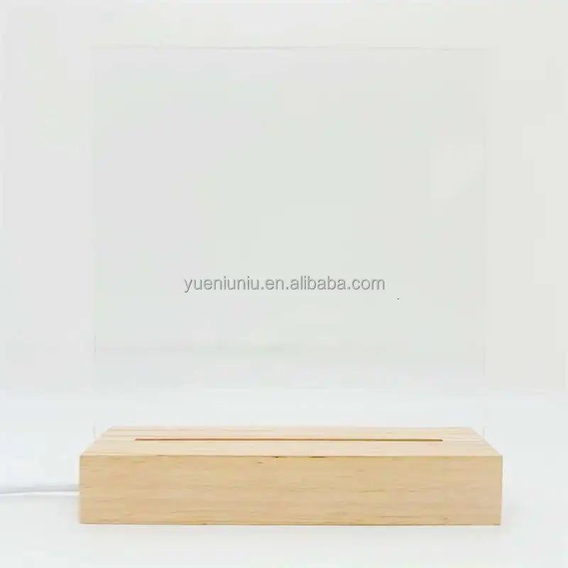 Wholesale 5v Usb Cable Solid Beech Wood Crafts Display Rectangular Wooden Base 3d Lamp Led Night Light Base MegaBDM