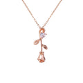 Delicate Gold Plated Stainless Steel Chain Necklace for Women Girl Heart Crystal Rose Flower Pendant Necklaces Luxury Jewelry