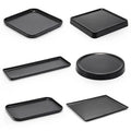 Large Melamine Tray Japanese Style Black Coffee Shop Canteen Serving Trays for Restaurant