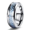 POYA Steampunk Gear Wheel Tungsten Ring Blue Carbon Fiber Inlay 8mm Wedding Band for Men