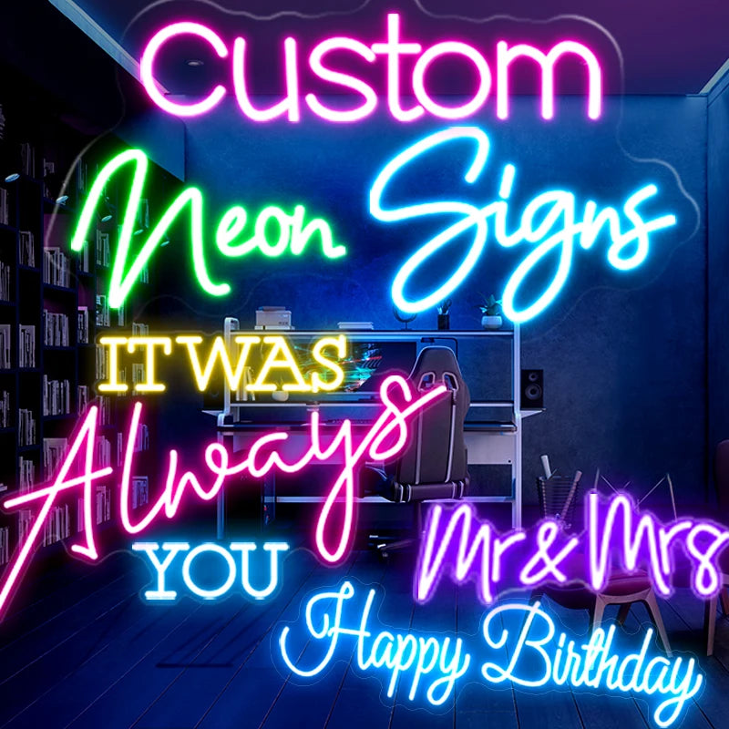 Dropshipping Custom Led Light Happy Birthday Neon Sign Custom Logo for Bedroom Birthday Party Home