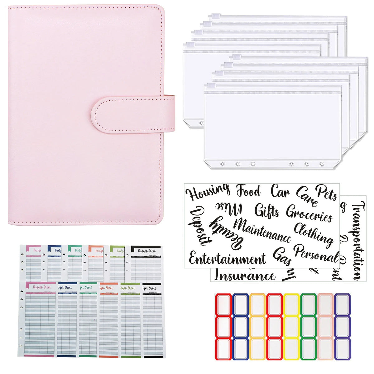 Wholesale A6 Budget Binder Set Cash Envelope Budget System Custom Binder Planners With Expense Budget Sheets and Label Sticker