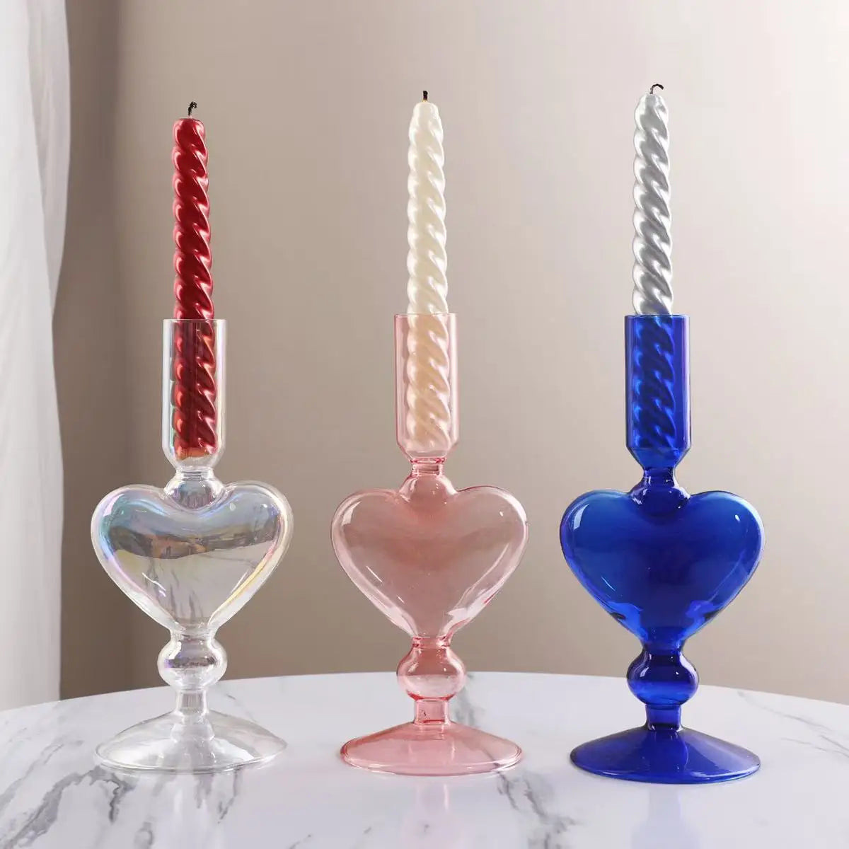 M Glass Candlestick Holders for Home Decoration Taper Candle Holder Candle Stick Colored Glass Vase Decor Table Centerpiece