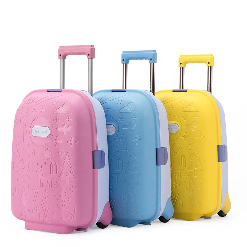 Bubule BBL17 PP Material Children's Hard Trolley Luggage 17 Inch Durable Waterproof Fixed Casters Unisex for School & Travel