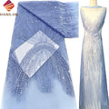2025 Luxury Beaded Lace Fabric for Asoebi Handmade Embroidery African Nigeria Sequins Beaded Lace Fabrics for Evening Dresses
