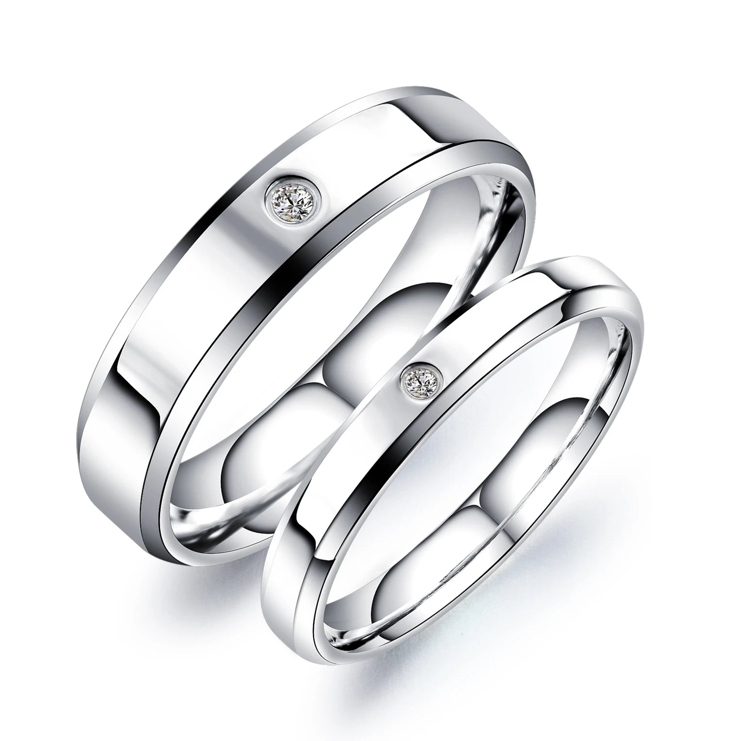 OYA Jewelry Fashion Love Wedding Rings Couple Simple Cubic Zirconia Couple Ring Zircon Promise CZ Engagement Ring