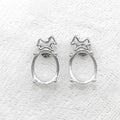 Sterling Silver 9*11mm Semi Mount Stud Earrings Empty Frame Support Blank Setting S925 Base Without Center Stone for DIY Inlay