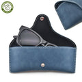 OEM Premium Custom Logo Slim Semi-Hardshell Eyewear Case Rectangle Shape Snap Buckle Leather Spectacle Sunglasses Case with Logo