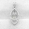 Sterling Silver 4*6mm Semi Mount Pendant Empty Frame Blank Support Setting S925 Base Holder Without Center Stone for DIY Inlay