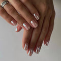 24 Pcs French Style Pink Short Square Nail Design Acrylic Press on Nails Artificial Fingernails False Nails 3246