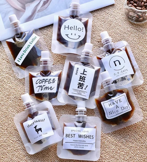Custom Printed Food Grade Beverage Juice Water Milk Tea Coffee Plastic Packaging Bags Drink Spout Juice Pouch