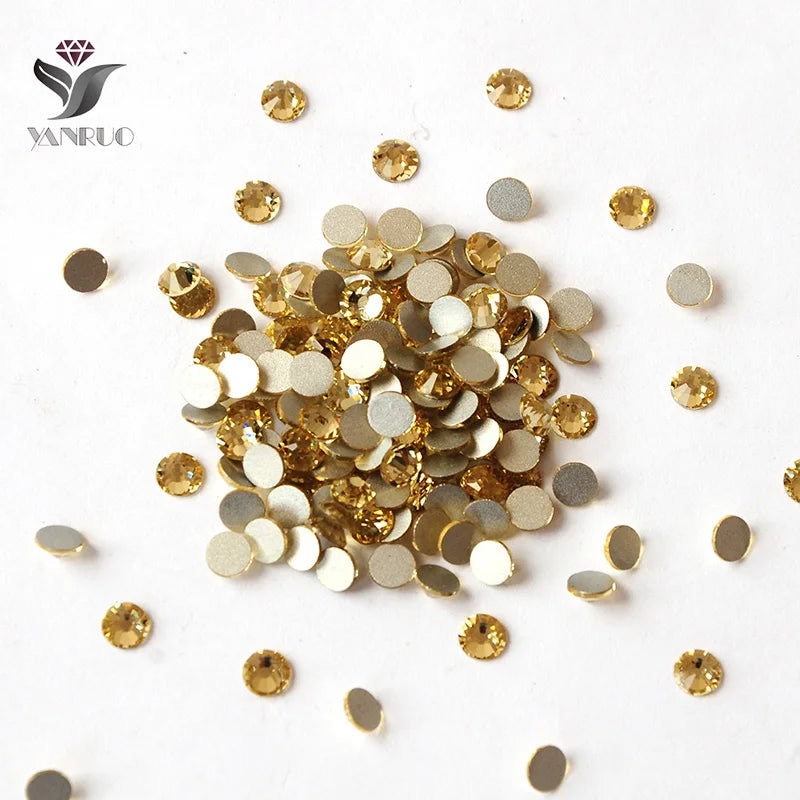 Jonquil Color Flat Back Crystals  Non Hot Fix Flatback Glass Rhinestone 1440pcs SS16 Top Quality