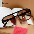 Boyarn New Square Double Bridge Sunglasses Men and Women Retro Personality Ocean Lens Glasses Sunglasses Shades
