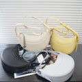 Elegant PU Leather Saddle Bag for Women Shoulder Bag Crescent Purse Trendy Crossbody Bag