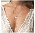 EManco Popular Layer Necklace Set Round Bar Pendant Women Elegant Stainless Steel Necklace Trendy 14k Gold Plate Jewelry Gold