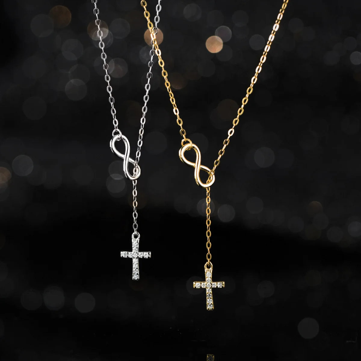 Christmas Fashion Jewelry 925 Sterling Silver Cross Pendant Necklace 18K Gold Plated Clavicle Chain Necklace Jewelry for Women