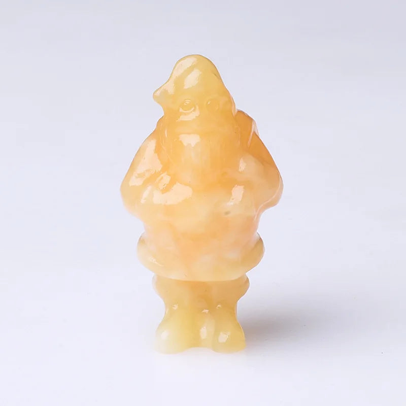 DIY Hot Sale Natural Healing Crystal Stones Yellow Jade Santa Claus Carving for Decoration Gift