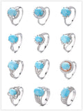 New Arrivals Fine Jewelry Larimar Stone Ring in Real Silver 925 Cross Rings for Women Gift