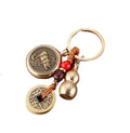 Feng Shui Brass Calabash Coins Chinese Zodiac Key Chain Fortune Wu Lou Good Luck Fortune Wealth Success Keyring Pendant