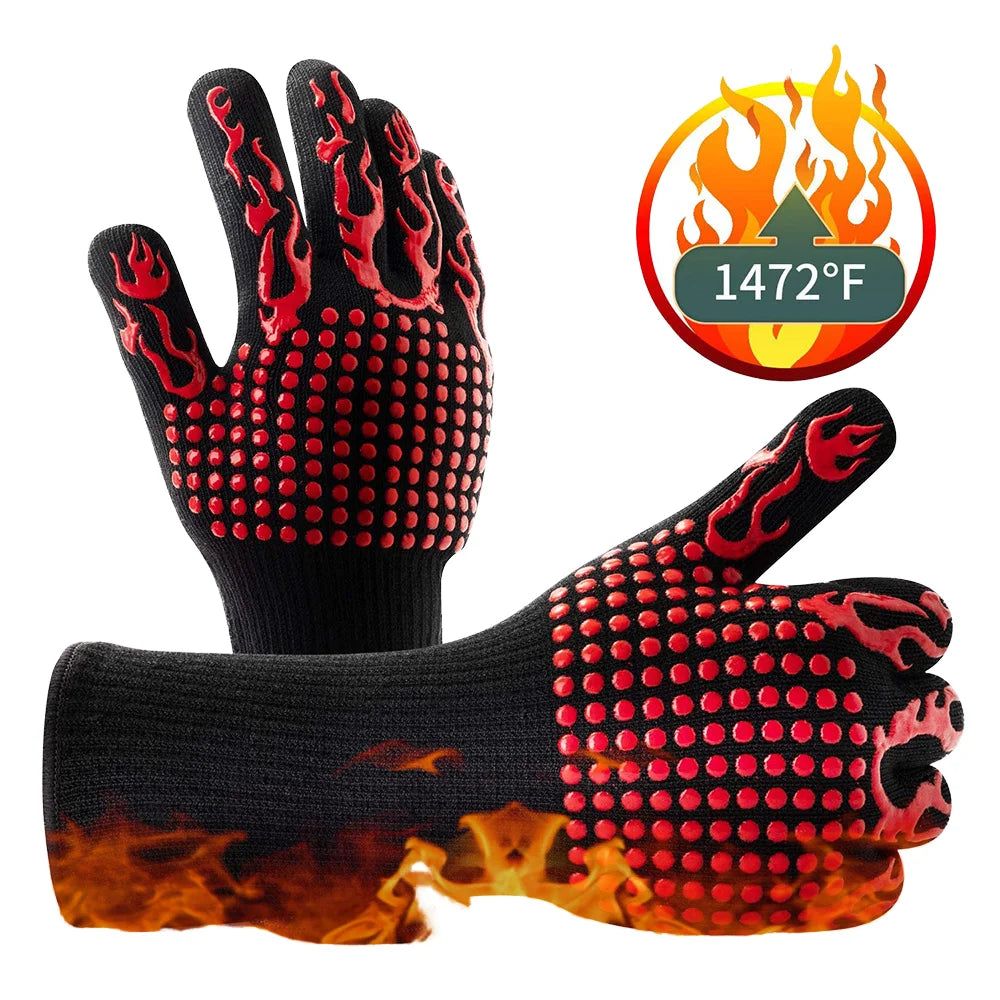 Extreme Heat Resistant BBQ Gloves Oven Mitts Printed Customized Color Customized Logo Kitchen Cooking Baking Pot Holder Made