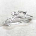 Sterling Silver 4*6mm Semi Mount Ring Frame Empty Blank Support Claw Setting S925 Base Holder Without Center Stone for DIY Inlay