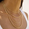 Women 14k Gold Plated Link Chain Paperclip Necklaces Box Chain Venetian Necklaces Layering Necklaces MegaBDM