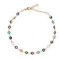 Fashion Gold Plated Colorful Wicked Eye Beaded Link Chain Necklace for Women
