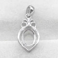 Sterling Silver 8*10mm Semi Mount Pendant Empty Frame Blank Support Setting S925 Base Holder Without Center Stone for DIY Inlay