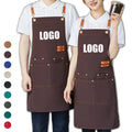 Factory Custom Logo Adult Chef Apron Waterproof Oil-proof 100% Cotton Canvas Cooking Apron for Kitchen Custom Print Logo Aprons