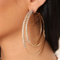 Rhinestone Geometric Earrings Statement Luxury Multi-layer Big Circle Hoop Earrings for Women Jewelry