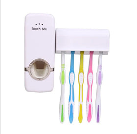 Automatic Toothpaste Dispenser Wall Mount Toothbrush Holder Storage Rack Sticky Suction Hook Bathroom Accessories