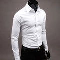 RNSHANGER 17 Colors M-5XL Men's Long Sleeve Shirts Solid Color Slim Casual Party Shirt Turn Down Collar Formal Business Shirt