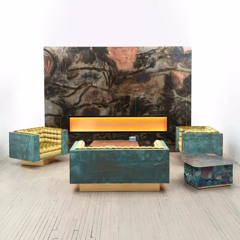Italian Modern Luxury Design Sofas High-End Liquid Metal Material for Home Villa Hotel-for Living Room Furniture Sample Rooms