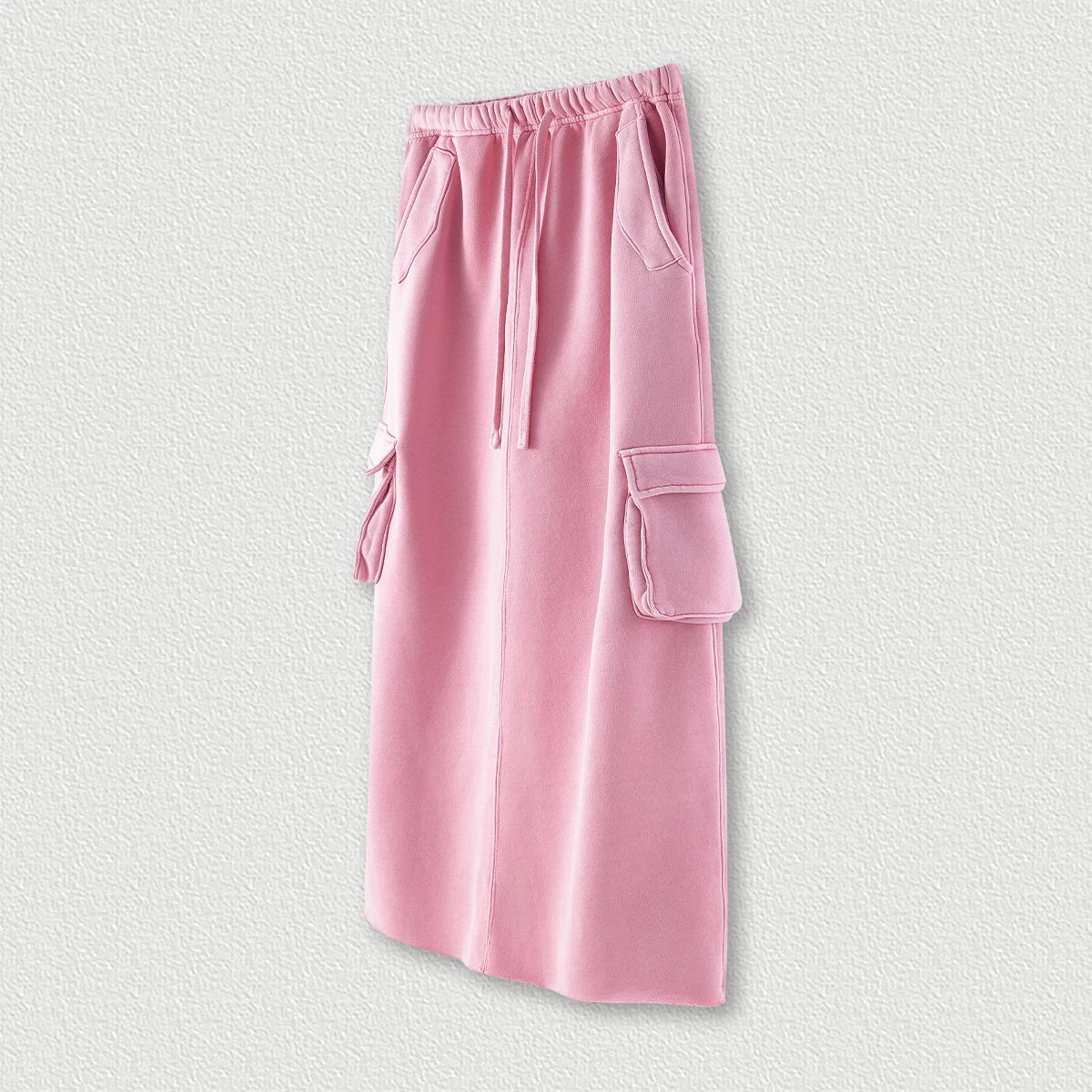 Women's 355gms High Waist Casual Sweatshirt Set Lace Custom Logo Half Skirt Back Slit Classic Casual Knit Long Skirt D47
