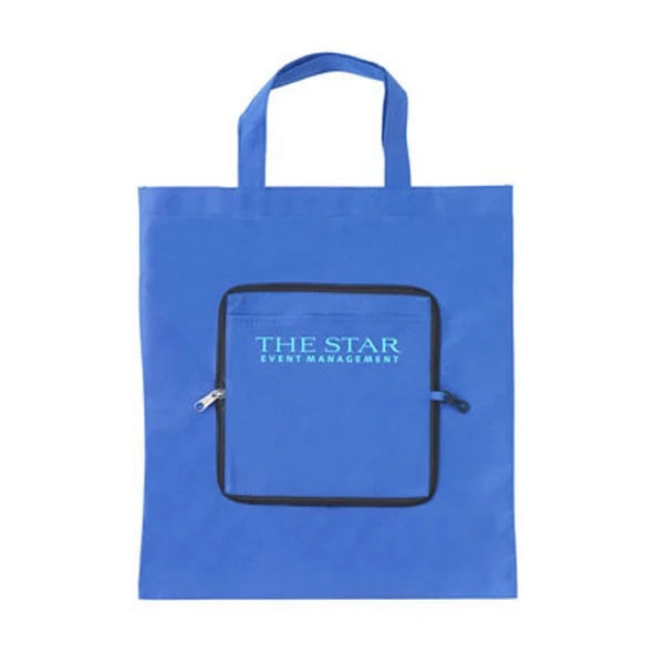 Ruthbag Custom Tote Hand Bag Foldable Non-Woven Medium Size Shopping Bag with Pocket and Zipper Letter Pattern Made in Zhejiang