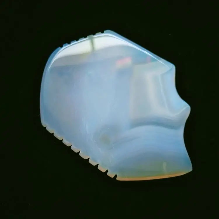 HY Gem Factory Supply Natural Polished Grey Agate Ice Cream Spoons Heated Gua Sha Tools for Eye Quartz Crystal