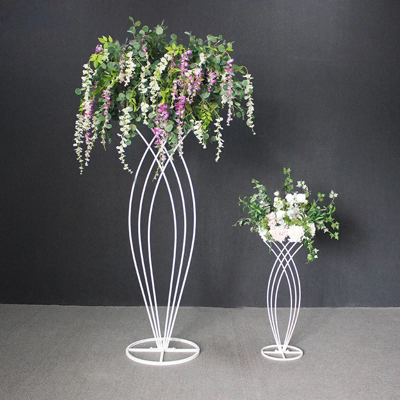 Wedding Table Decorations White Gold Large Floor Vase Geometric Trumpet Flower Wedding Centerpieces Stand Vases