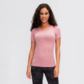 Yoga Short Sleeve Round Neck Running Fitness Top Breathable Women Yoga Sports T-shirt 100%Nylon
