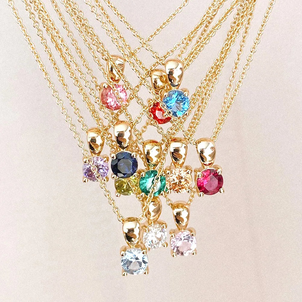 Daily Collocation Jewelry 925 Sterling Silver Claw Setting 12 Birthstone Zircon Pendant Necklace for Women