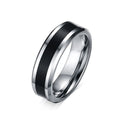 6mm Plain Silver and Black Men Tungsten Carbide Ring Jewelry Dropshipping