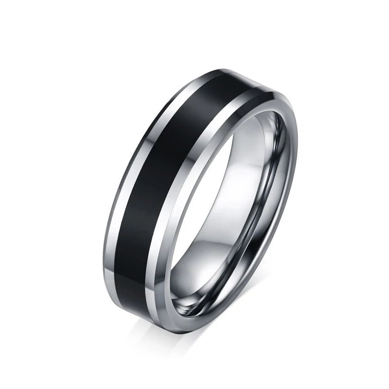 6mm Plain Silver and Black Men Tungsten Carbide Ring Jewelry Dropshipping