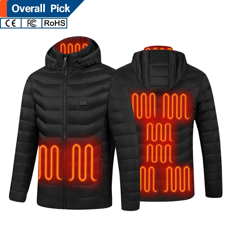 1Pcs Custom Logo Heating Down Jacket Winter USB Rechargeable Electric Heated Puffer Jacket for Men Women