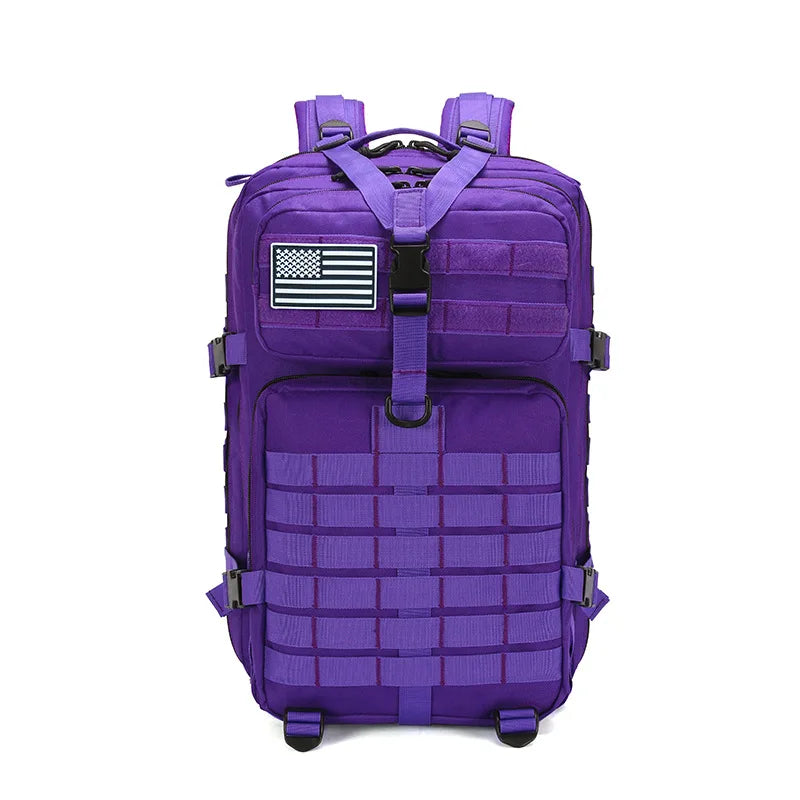Unisex Black Expandable Tactical Backpack for Outdoor Camping Hiking Waterproof National Style Oxford Lining External Frame
